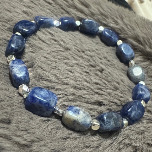 Sodalite Intuition Blue Gemstone Beaded Bracelet - Picture 1 of 13